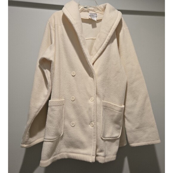 Venezia Vitale Creamy Double Breasted Fleece Jacket Cozy Collared Size L - Picture 1 of 3